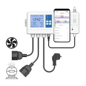CO2 Monitor Controller Smart CO2 Controller with 1.5m Sensor for CO2 Ventilation Fan and Humidifier Controller Customizable