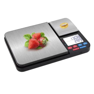 CX Series Double Face Backlight LCD Stainless Steel Weighing Pan 5KG 500G Easy Clean USB Battery Powered Kitchen Scale