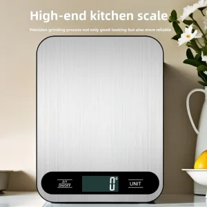 Cedar space Stainless Steel Flat Rechargeable Battery Powered Kitchen Scale 15kg Capacity for Food Baking Weighing Platform
