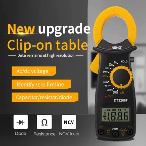 Clip on Ammeter DT3266F Clamp Multimeter Digital Clamp Meter with Buzzer FireWire Resistance
