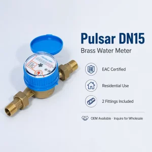 Cold Water Brass OEM Single Jet Mechanical Water Meter DN15 R100 Cast Iron Body High Precision Residential Liquid Flow Measuring