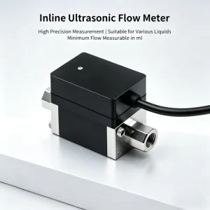 Compact Inline Ultrasonic Flow Meter Micro Flow Sensor for Pure Water Gasoline Methanol Coolant +/-2% Accuracy Aluminum Alloy