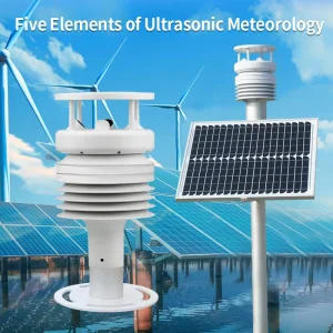Compact Solar Powered Agriculture Weather Station Ultrasonic Anemometer Measures Air Temperature Pressure Wind Vane 10~50
