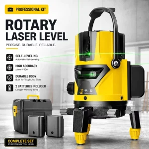 Cordless Rotary Laser Level Green Beam 360° Self leveling Waterproof High Precision for Suspended Ceiling Work