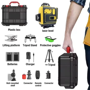 Cross Line Laser for Construction and Picture Hanging Green Lasers with Self-Leveling 3D Vertical and Horizontal Line