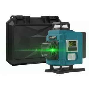 Crossline Tripod Construction Green Laser Level DIY Self-Leveling Digital Technology 5 Dots 4D 2x Battery Case IP54 Protection