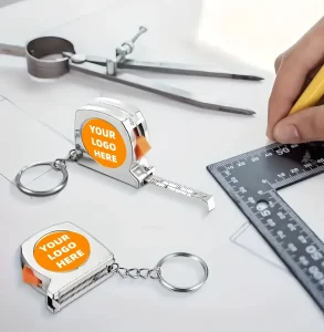 Custom Logo Luxury Tape Measure Keychain Mini Retractable Tape Branded Anniversary Table Decoration Gift Tools Bulk Supplier