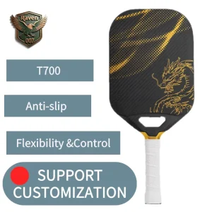 Custom Logo Professional Pickleball Paddle Raw Carbon Fiber Surface 14mm Polymer Honeycomb Core Quiet Tech Elite Level Racket