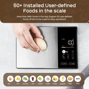 Custom Stainless Steel Digital Kitchen Food Scale with Calories 5Kg Capacity Smart Nutrition Facts LCD Display Household Use