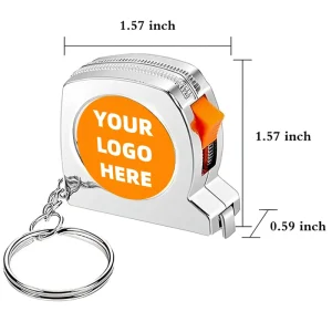 Custom Text Printed Mini Tape Measure Keychain Retractable Tool Promotional Engineering Company Giveaway Gifts Manufacturer