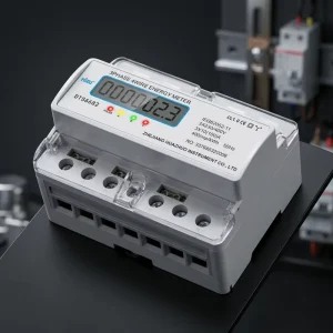 Customizable 7P Three Phase Electronic Energy Meter LCD DIN Rail RS485 Sealed Terminal Class 1.0 Accuracy 100A Anti fraud