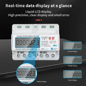 Customizable 7P Three Phase Electronic Energy Meter LCD Display 100A Max Current Class 1.0 Accuracy RS485 Modbus Surge