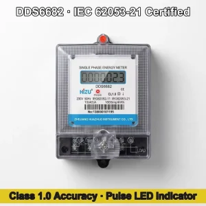 Customizable HUZI DDS6682 Wall-Mounted Single-Phase Electronic Active Energy Meter Class 1.0 Accuracy 100A Max Current LCD