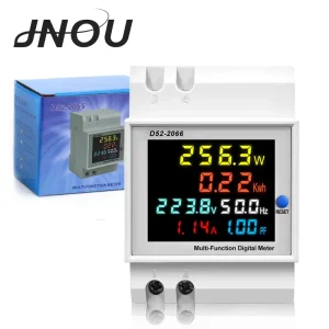D52 6in1 DIN-Rail Digital kWh Voltage Current Power Factor Active Electric Energy Frequency Meter with CT