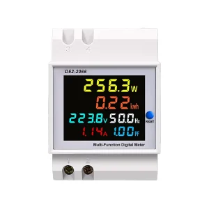 D52 Din Rail Multi-function Digital AC Energy Meter Color LCD Voltage Current Power Factor Frequency Kwh Monitor