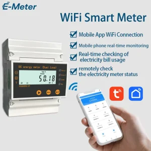 DC Power Energy Meter 5 1000V Voltage Input LCD Display Digital Wattmeter for Solar Panel System Monitoring