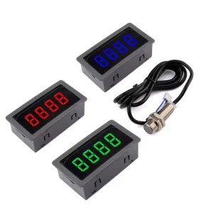 DC8-24V Speed Measuring Instrument 4 Digital LED Tachometer Gauge RPM Speed Meter Hall Proximity Switch Sensor NPN for Motor