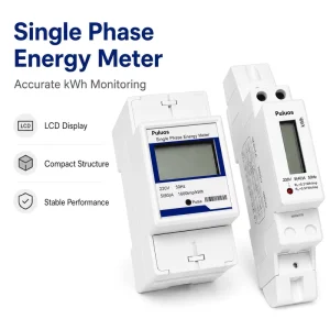DDS 1 Phase Electronic Energy Meter 220V DIN Rail Type Smart LCD Display 60A 2P kWh Power Consumption Meter