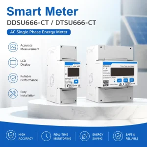 DIN Rail Mount CT Meter Three Phase 3*200A Input ≤1W Low Power Digital Solar Energy Monitor