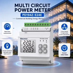 DIN Rail Multi Circuit Energy Meter for Commercial Building Energy Management and Sub Circuit Power Monitoring