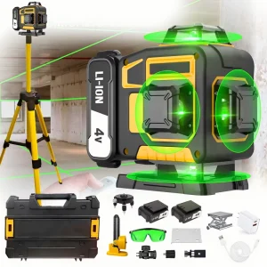 DIY Industrial 16 Line 360 Self Leveling Laser Tool 4×360 Green Laser for Horizontal Vertical Lines Li Ion Battery