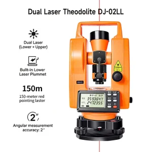 DJ 02LL High Precision 30x Magnification Digital Theodolite Upper Lower Laser Red Green Light for Surveying Instruments