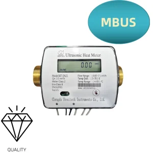 DN15 Brass Ultrasonic Heat Flow Meter PT1000 Sensor IP67 Battery M-Bus Household Heating Flow Measuring Meter OEM Supported