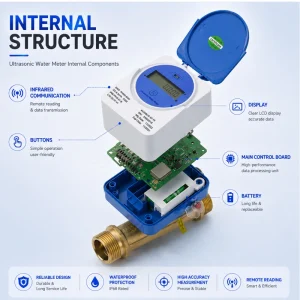 DN15-DN40 Ultrasonic Water Meter Brass Body NB-IoT LoRaWAN RS485 M-BUS Modbus Smart Meter