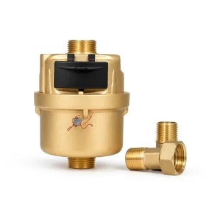 DN15 Vertical Rotary Brass Prepaid Water Meter IP68 Threaded 2.5 M/h Flow Rate OEM Customizable