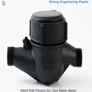 DN20 Plastic Nylon Flow Meters Rotary Vane Multi Jet Dry Dial Mechanical Anti corrosion R100 IP68 Water Meter