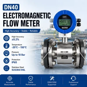 DN40 PTFE Lined Electromagnetic Flow Meter 0.5% Accuracy Digital Magnetic Flowmeter RS485 Modbus for Chemical Water IP65 OEM