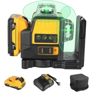 DW 089LG Industrial DIY 3 Dot Green Laser Level 4D 360 Self Leveling Li Ion Battery All Round Canvas Bag Tiling Ceiling Door