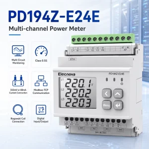 Data Center Branch Circuit Monitoring Multi Channel Power Meter PD194Z E24E 3 Phase DIN Rail Class 0.5S LCD Energy Meter