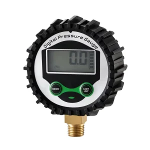 Digital Air Pressure Gauge 14Bar LCD Display 2.5% Accuracy Battery Powered Shockproof Rubber Housing 1 Year Warranty