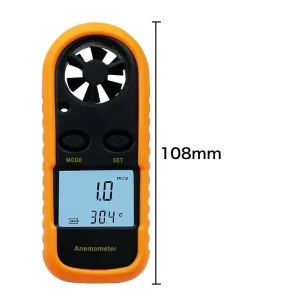 Digital Anemometer 0-30m/s Wind Speed Meter -10~45 C Digital Temperature Tester with LCD Backlight Display