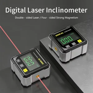 Digital Inclinometer Level Gauge Rechargeable LED Display Dual Laser Magnetic Base 4×90 Degree Construction