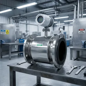 Digital Integral Magnetic Flow Transmitter Stainless Steel Flange Sensor Design 4-20mA RS485 Industrial Communication