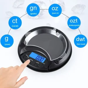 Digital Jewelry Scale Electronic Portable 0.001g Creative Pocket Scale Round 500g Capacity for Gold