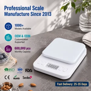 Digital Kitchen Scale Food Scale Blue High Precision Electronic Weighing Scale with LCD Display Slim Compact Cooking Scale