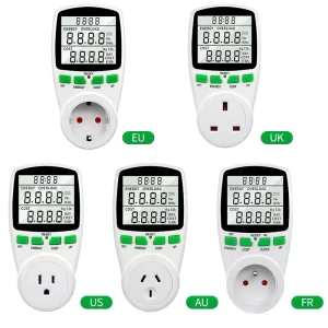 Digital LCD Wattmeter Power Analyzer with Accuracy Class a 230-250V Voltage Range EU/US/UK/AU/FR Models Electricity KWh Meter