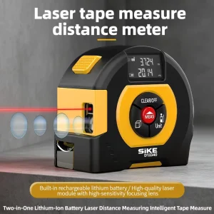 Digital Laser Tape Measure Distance Meter 5M+ Multi-Length Laser Range Waterproof Auto-Lock Data Storage for DIY