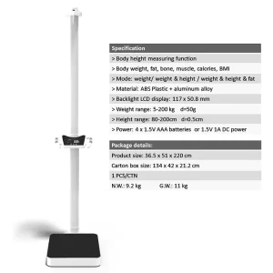 Digital Medical Height Weight Scale Physical Height and Weight Measuring Instrument Ultrasonic Height and Weight Machine