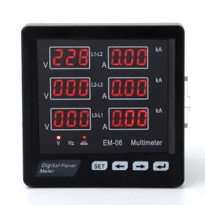 Digital Meter EM 06 Multimeter 4 Digital 150V AC 96*96 LED Multi function Panel Ammeter Class 1.0