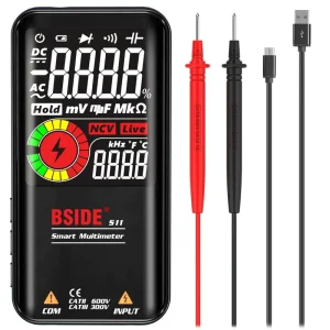 Digital Multimeter Color LCD 3 Results Display 9999 Counts 600V AC/DC Voltage (0.5%+3) Accuracy Rechargeable Smart Mode