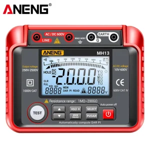Digital Multimeter MH13 Ohm Tester High Voltage 2000 Count Resistance Meter Insulation Earth Megohmmeter Tool IP65
