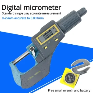 Digital Outer Diameter Micrometer High-Precision 0.001mm Electronic Spiral Micrometer 0-25mm Thickness Gauge