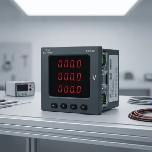 Digital Three Phase Voltmeter ES96 U3 3 Line LED Display Voltage Meter with RS485 Modbus RTU Panel Mounted EsatSong