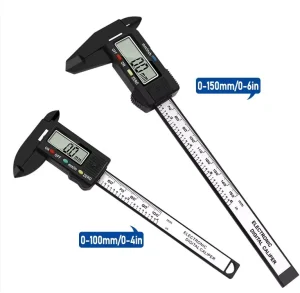 Digital Vernier Caliper with LCD Electronic Altimeter Micrometer Measuring Tool and Plastic Ruler 0-150mm & 0-100mm for DIY”