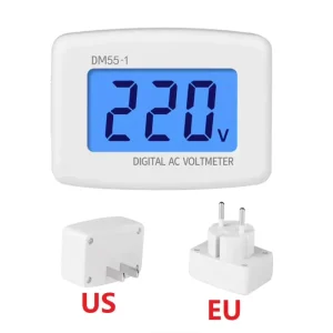 Digital Voltmeter EU USA Plug Voltage Meter Socket Voltage Tester LCD Display Voltmeter 110V 220V Wall Panel Voltmeter DM55-1