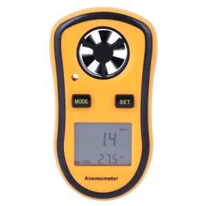 Digital Wind Speed and Temperature Measurement Anemometer with +/-5% Accuracy 70g Lightweight Yellow Gauge